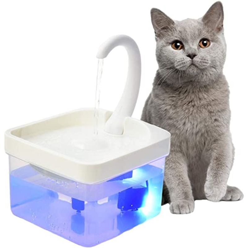 Petshop - Accesorii petshop - Castroane si adapatori - Dispenser automat apa pentru caini/pisici, plastic, foarte silentios, capacitate 2l, lumina LED, patrat, transparent - Infinity.ro