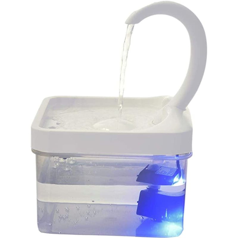 Petshop - Accesorii petshop - Castroane si adapatori - Dispenser automat apa pentru caini/pisici, plastic, foarte silentios, capacitate 2l, lumina LED, patrat, transparent - Infinity.ro