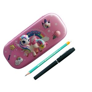 Penar cu imagini 3D, doua compartimente, incapator, inchidere cu fermoar, material EVA, model unicorn dream, roz