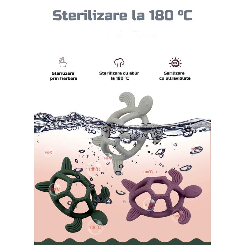 Jucarii, Copii si Bebe - Jucarii si jocuri - Jucarii bebelusi - Jucarii pentru dentitie - Jucarie dentitie ZEQAS pentru bebelusi, design placut si atragator in forma de broscuta testoasa, 3 luni+, culoare gri - Infinity.ro