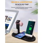 Laptop, Telefoane si Tablete - Telefoane mobile si accesorii - Accesorii Telefoane - Incarcatoare telefoane - Incarcator wireless 4 in 1, compatibil cu toate seriile Apple & Android, incarcare rapida 10 W, ABS, negru - Infinity.ro