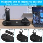 Laptop, Telefoane si Tablete - Telefoane mobile si accesorii - Accesorii Telefoane - Incarcatoare telefoane - Incarcator wireless 4 in 1, compatibil cu toate seriile Apple & Android, incarcare rapida 10 W, ABS, negru - Infinity.ro