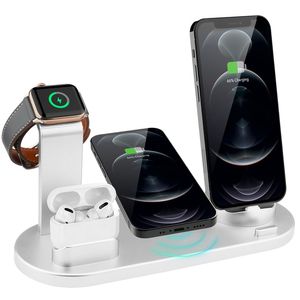 Incarcator wireless 3 in 1, statie de incarcare rapida 10 W, pentru Apple iWatch, iPhone, Samsung Galaxy, argintiu