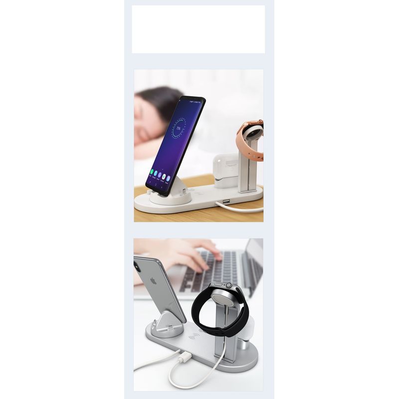 Laptop, Telefoane si Tablete - Telefoane mobile si accesorii - Accesorii Telefoane - Incarcatoare telefoane - Incarcator wireless 3 in 1, statie de incarcare rapida 10 W, pentru Apple iWatch, iPhone, Samsung Galaxy, argintiu - Infinity.ro