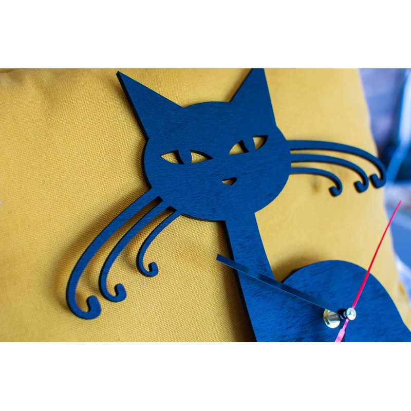 Casa si Gradina - Decoratiuni - Ceasuri - Ceas decorativ HH824 Negru din Lemn Pisica - Infinity.ro