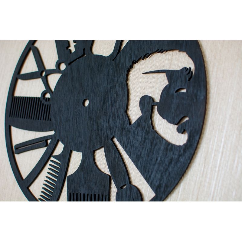 Casa si Gradina - Decoratiuni - Ceasuri - Ceas Personalizabil de lemn decorativ Barbershop - 25 L x 25 H (cm) - Infinity.ro