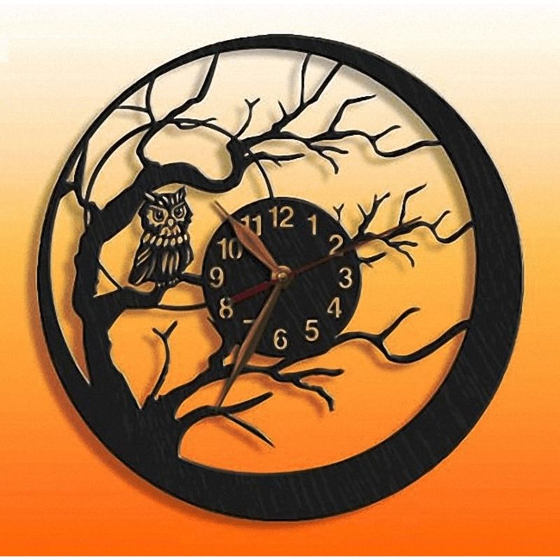 Casa si Gradina - Decoratiuni - Ceasuri - Ceas Personalizabil Bufnita din Copac, Cea5648, din lemn - 29 L x 29 H (cm) - Infinity.ro