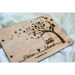 Market - Cadouri - Rame si albume foto - Album Foto GuestBook A4 de Nunta Personalizat HH676 din lemn Inimi Bufnite 30x21 cm - Infinity.ro