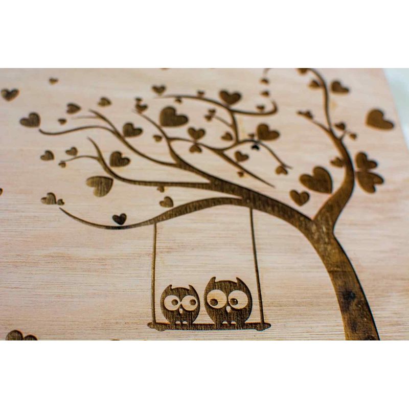 Market - Cadouri - Rame si albume foto - Album Foto GuestBook A4 de Nunta Personalizat HH676 din lemn Inimi Bufnite 30x21 cm - Infinity.ro