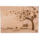 Market - Cadouri - Rame si albume foto - Album Foto GuestBook A4 de Nunta Personalizat HH676 din lemn Inimi Bufnite 30x21 cm - Infinity.ro