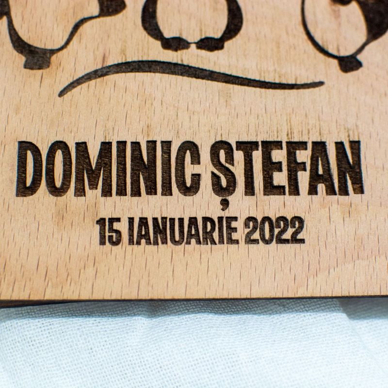 Market - Cadouri - Rame si albume foto - Album Foto Personalizat din lemn model Pinguini de Botez GuestBook HH1553 30x21 cm - Infinity.ro