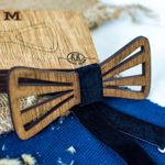 Fashion, accesorii si bijuterii - Barbati - Accesorii barbati - Cravate si papioane barbati - Papion din Lemn HH357, Handmade, in Cutie Premium Personalizata - Infinity.ro