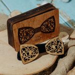 Fashion, accesorii si bijuterii - Barbati - Accesorii barbati - Cravate si papioane barbati - Papion din lemn HH976 Personalizat in Cutie Premium Cadou 11.5x5 cm - Infinity.ro