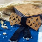 Fashion, accesorii si bijuterii - Barbati - Accesorii barbati - Cravate si papioane barbati - Papion din Lemn HH334, Handmade, in Cutie Premium Personalizata - Infinity.ro