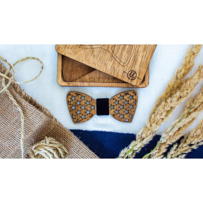 Fashion, accesorii si bijuterii - Barbati - Accesorii barbati - Cravate si papioane barbati - Papion din Lemn HH324, Handmade, in Cutie Premium Personalizata - Infinity.ro