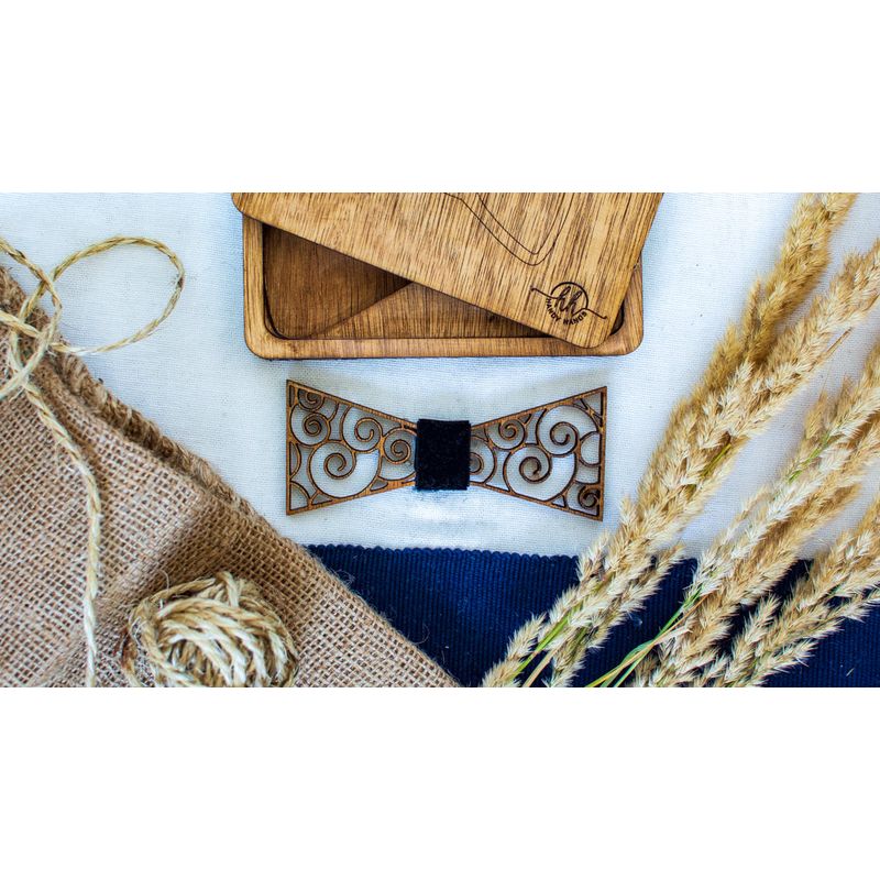 Fashion, accesorii si bijuterii - Barbati - Accesorii barbati - Cravate si papioane barbati - Papion din Lemn HH321, Handmade, in Cutie Premium Personalizata - Infinity.ro
