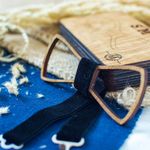 Fashion, accesorii si bijuterii - Barbati - Accesorii barbati - Cravate si papioane barbati - Papion din Lemn HH364, Handmade, in Cutie Premium Personalizata - Infinity.ro