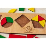 Jucarii, Copii si Bebe - Jucarii si jocuri - Jucarii & jocuri educative - Jocuri si jucarii educative - Puzzle din lemn Personalizabil HandyHands - Forme Geometrice catel si pisica - 30 L x 9 H (cm) - Infinity.ro