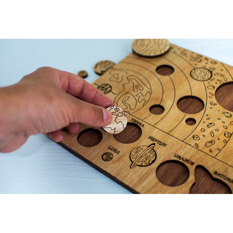 Jucarii, Copii si Bebe - Jucarii si jocuri - Jucarii & jocuri educative - Jocuri si jucarii educative - Puzzle din lemn Planete si sistemul solar - 50 L x 38 H (cm) - Infinity.ro