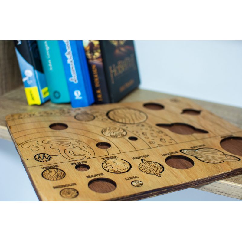 Jucarii, Copii si Bebe - Jucarii si jocuri - Jucarii & jocuri educative - Jocuri si jucarii educative - Puzzle din lemn Planete si sistemul solar - 28 L x 21 H (cm) - Infinity.ro