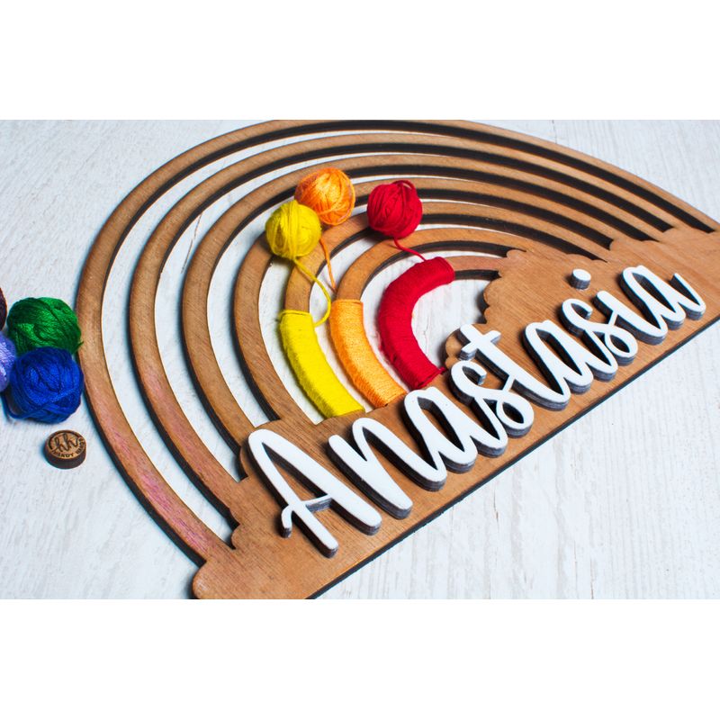 Jucarii, Copii si Bebe - Jucarii si jocuri - Jucarii & jocuri educative - Jocuri si jucarii educative - Joc Personalizabil, HandyHands, educativ Montessori Curcubeu de crosetat sau desenat personalizat - 57 L x 30 H (cm) - Infinity.ro