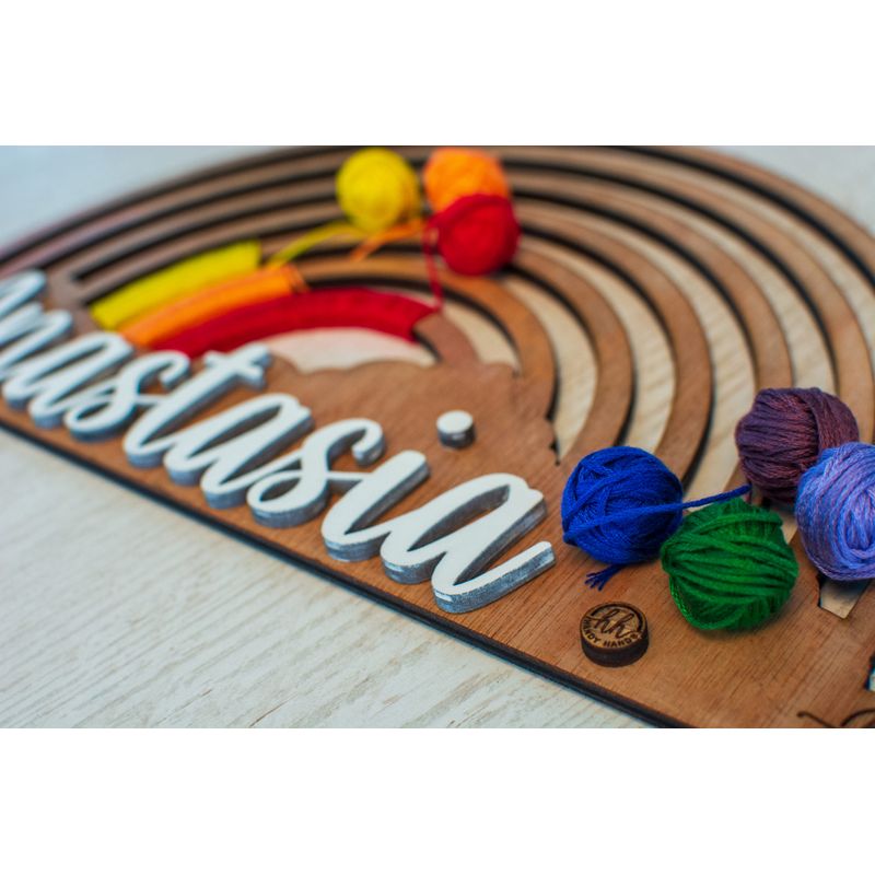 Jucarii, Copii si Bebe - Jucarii si jocuri - Jucarii & jocuri educative - Jocuri si jucarii educative - Joc Personalizabil, HandyHands, educativ Montessori Curcubeu de crosetat sau desenat personalizat - 57 L x 30 H (cm) - Infinity.ro