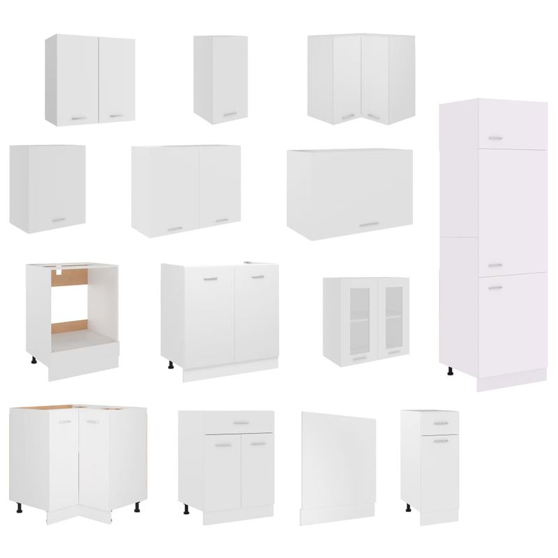 Casa si Gradina - Mobilier - Comode si corpuri - Corpuri bucatarie - Set dulapuri de bucatarie, 14 piese, alb, PAL - Infinity.ro
