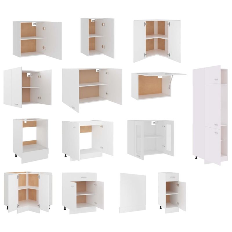 Casa si Gradina - Mobilier - Comode si corpuri - Corpuri bucatarie - Set dulapuri de bucatarie, 14 piese, alb, PAL - Infinity.ro