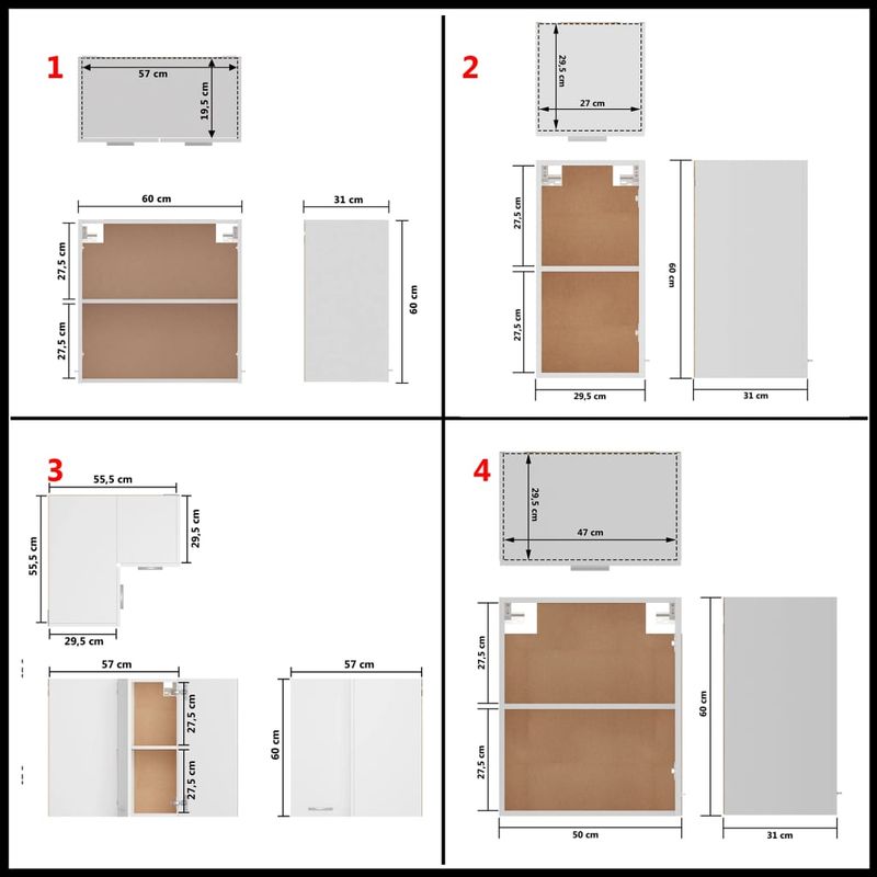 Casa si Gradina - Mobilier - Comode si corpuri - Corpuri bucatarie - Set dulapuri de bucatarie, 14 piese, alb, PAL - Infinity.ro