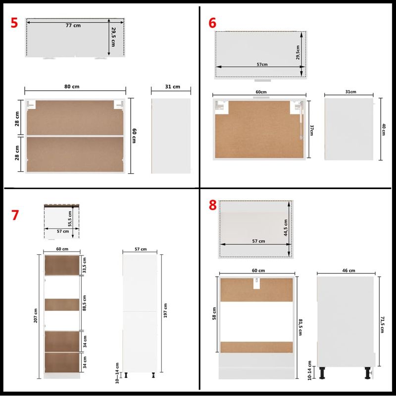 Casa si Gradina - Mobilier - Comode si corpuri - Corpuri bucatarie - Set dulapuri de bucatarie, 14 piese, alb, PAL - Infinity.ro