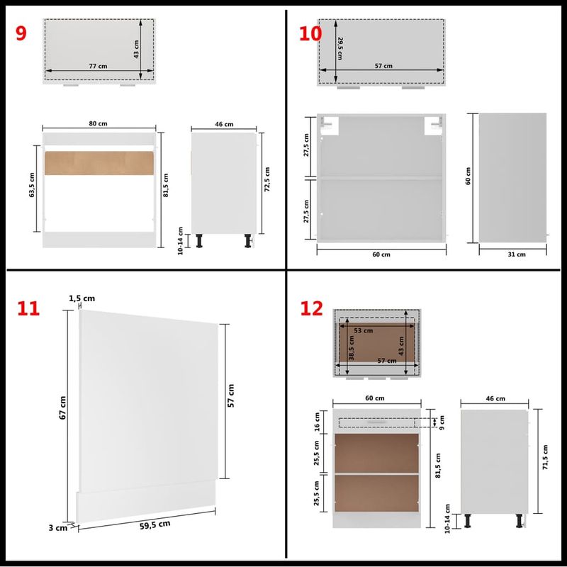 Casa si Gradina - Mobilier - Comode si corpuri - Corpuri bucatarie - Set dulapuri de bucatarie, 14 piese, alb, PAL - Infinity.ro