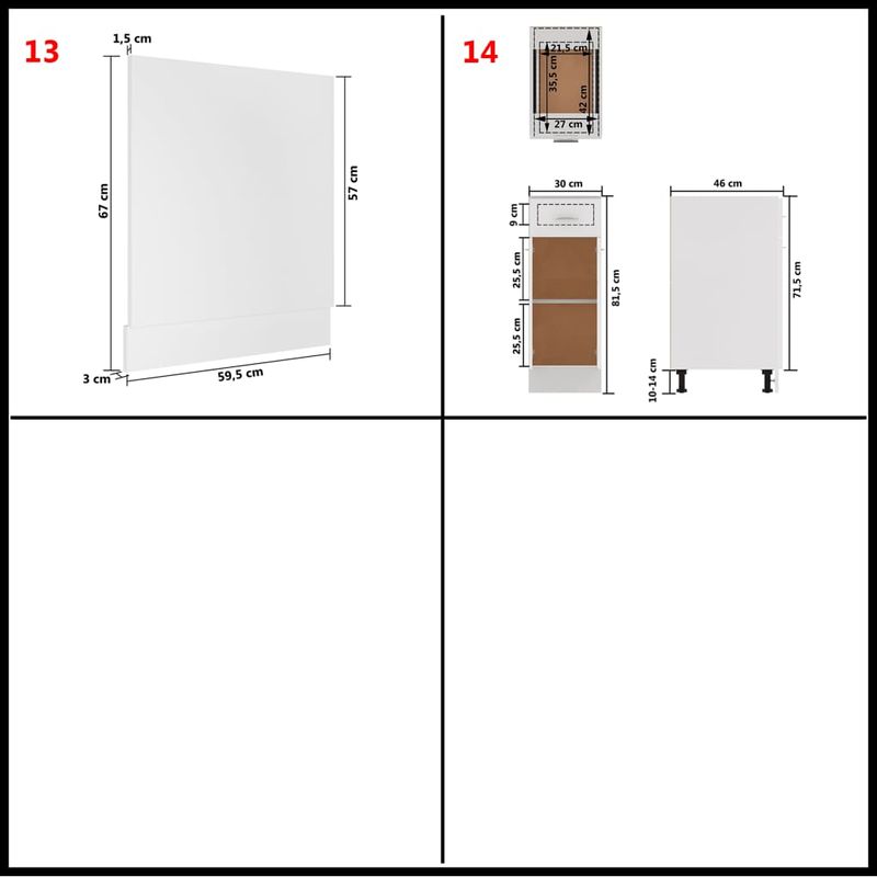 Casa si Gradina - Mobilier - Comode si corpuri - Corpuri bucatarie - Set dulapuri de bucatarie, 14 piese, alb, PAL - Infinity.ro