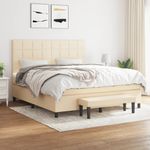 Casa si Gradina - Mobilier - Paturi si accesorii - Paturi - Pat continental cu saltea, crem, 180x200 cm, textil - Infinity.ro