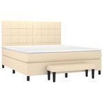 Casa si Gradina - Mobilier - Paturi si accesorii - Paturi - Pat continental cu saltea, crem, 180x200 cm, textil - Infinity.ro