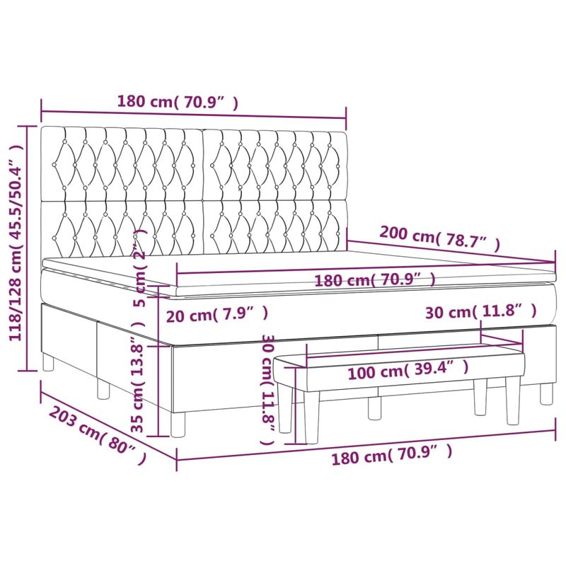 Casa si Gradina - Mobilier - Paturi si accesorii - Paturi - Pat box spring cu saltea, albastru, 180x200 cm, material textil - Infinity.ro