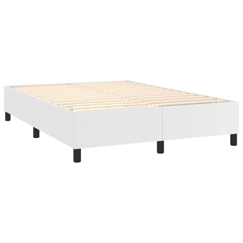 Casa si Gradina - Mobilier - Paturi si accesorii - Paturi - Pat box spring cu saltea, alb, 140x190 cm, piele ecologica - Infinity.ro
