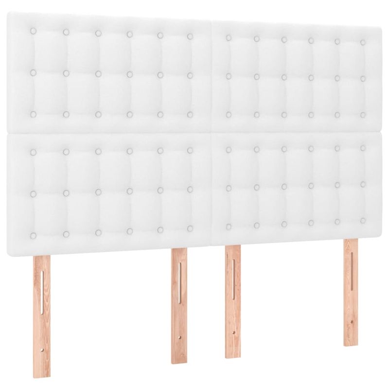 Casa si Gradina - Mobilier - Paturi si accesorii - Paturi - Pat box spring cu saltea, alb, 140x190 cm, piele ecologica - Infinity.ro