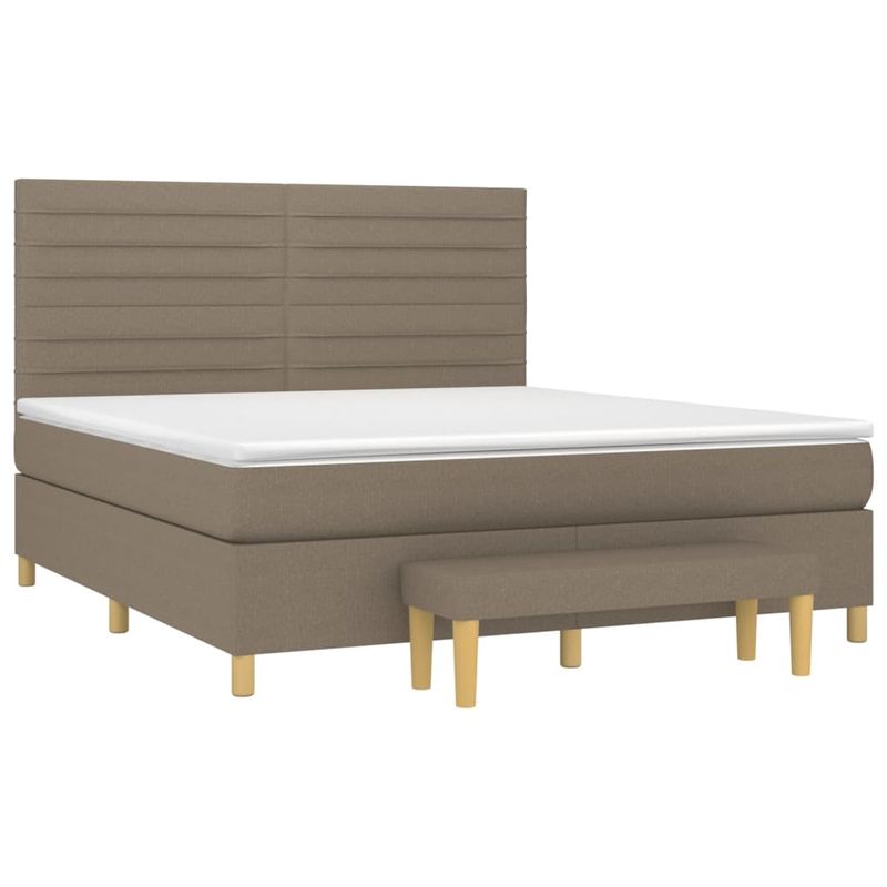 Casa si Gradina - Mobilier - Paturi si accesorii - Paturi - Pat continental cu saltea, gri taupe, 180x200 cm, textil - Infinity.ro
