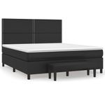 Casa si Gradina - Mobilier - Paturi si accesorii - Paturi - Pat box spring cu saltea, negru, 180x200 cm, piele ecologica - Infinity.ro