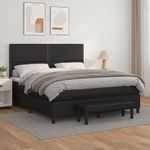 Casa si Gradina - Mobilier - Paturi si accesorii - Paturi - Pat box spring cu saltea, negru, 180x200 cm, piele ecologica - Infinity.ro