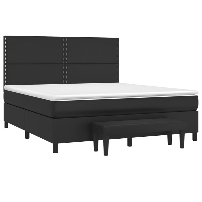 Casa si Gradina - Mobilier - Paturi si accesorii - Paturi - Pat box spring cu saltea, negru, 180x200 cm, piele ecologica - Infinity.ro