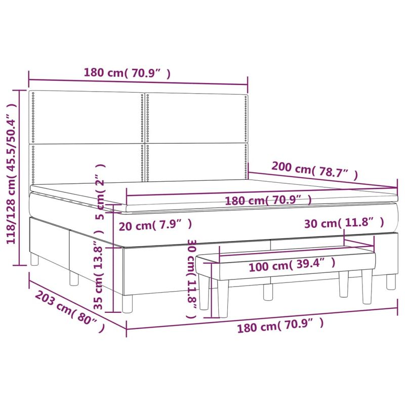 Casa si Gradina - Mobilier - Paturi si accesorii - Paturi - Pat box spring cu saltea, negru, 180x200 cm, piele ecologica - Infinity.ro