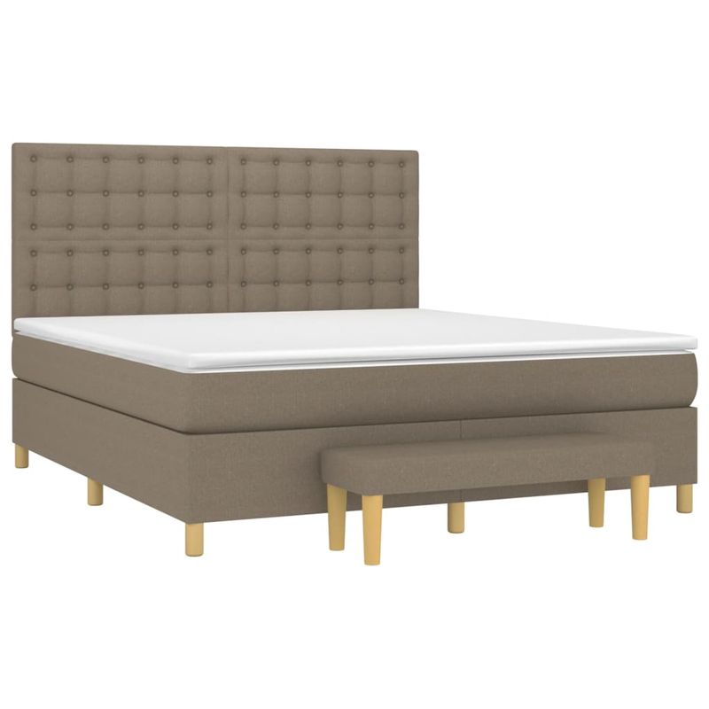 Casa si Gradina - Mobilier - Paturi si accesorii - Paturi - Pat box spring cu saltea, gri taupe, 160x200 cm material textil - Infinity.ro