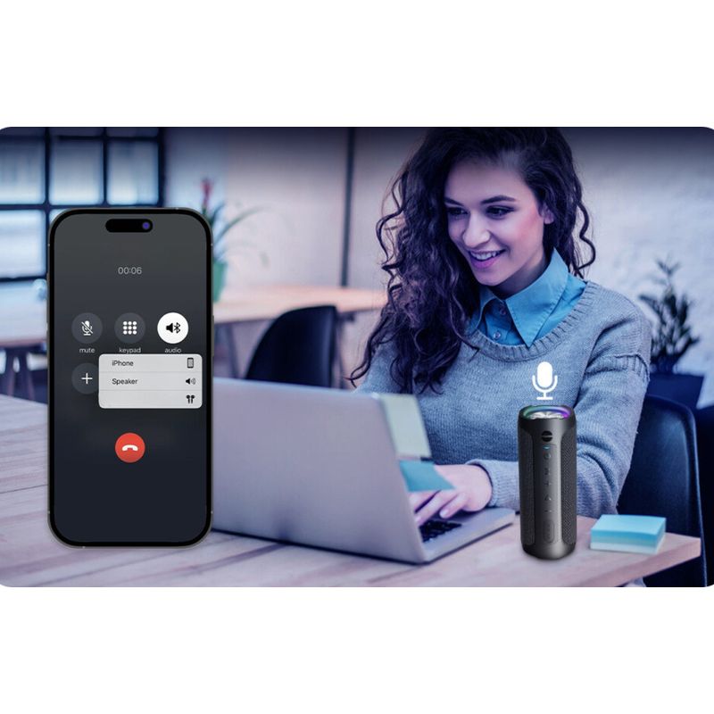 TV, Audio-Video si Foto - Portabile audio - Boxe portabile - Boxa portabila Bluetooth by DolphinMC®, Extra Bass, Fast-Pair, Autonomie 10 ore, Cititor Card SD, USB Type-C, Negru - Infinity.ro