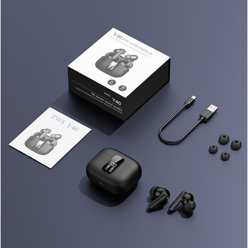 TV, Audio-Video si Foto - Portabile audio - Casti audio - Casti wireless DolphinMC®, Bluetooth 5.3, fara fir,Reducere dubla a zgomotului ENC+ANC Afisare LED, Autonomie 25 h,Negru - Infinity.ro