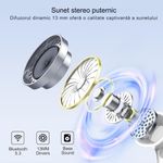 TV, Audio-Video si Foto - Portabile audio - Casti audio - Casti wireless DolphinMC®, Bluetooth 5.3, fara fir, Reducere dubla a zgomotului ENC+ANC Afisare LED, Autonomie 25 h, Alb - Infinity.ro