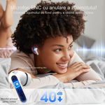 TV, Audio-Video si Foto - Portabile audio - Casti audio - Casti wireless DolphinMC®, Bluetooth 5.3, fara fir, Reducere dubla a zgomotului ENC+ANC Afisare LED, Autonomie 25 h, Alb - Infinity.ro