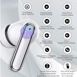 TV, Audio-Video si Foto - Portabile audio - Casti audio - Casti wireless DolphinMC®, Bluetooth 5.3, fara fir, Reducere dubla a zgomotului ENC+ANC Afisare LED, Autonomie 25 h, Alb - Infinity.ro