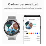 Laptop, Telefoane si Tablete - Wearables si gadgeturi - Gadgeturi - Accesorii SMART - Ceas smartwatch, QW39 by DolphinMC®, inteligent, fitness, NFC, Alipay unisex, ecran 1.39, apelare Bluetooth 5.1 Silver - Infinity.ro