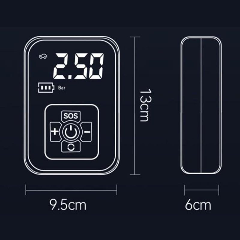 Auto si Moto - Reparatii si depanare - Compresoare auto - Compresor Auto portabil by DolphinMC®, 12V, Wireless, display digital, Lanterna incorporate, maxim 10 bar 1800 mAh,Negru - Infinity.ro